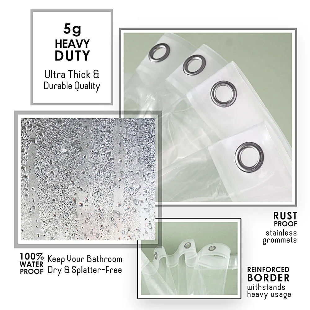 Heavy-Duty PEVA Shower Curtain Liner Mildew Resistant
