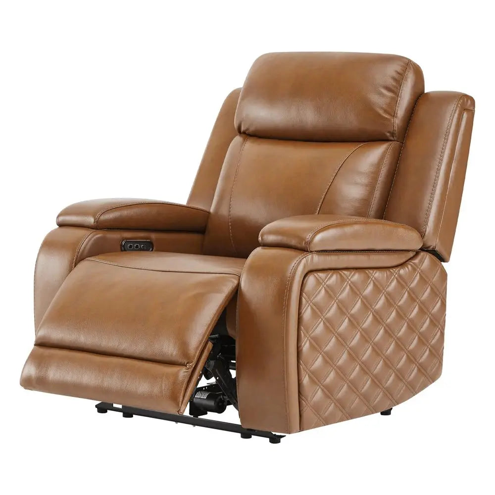 Genuine Leather Power Recliner Chairs for Adults, Zero Gravity Recliner with Power Headrest, Hidden Storage