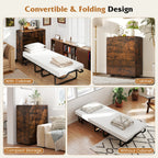 Cot Size Murphy Bed with Storage, Rolling Murphy Cabinet with Foldable Bed