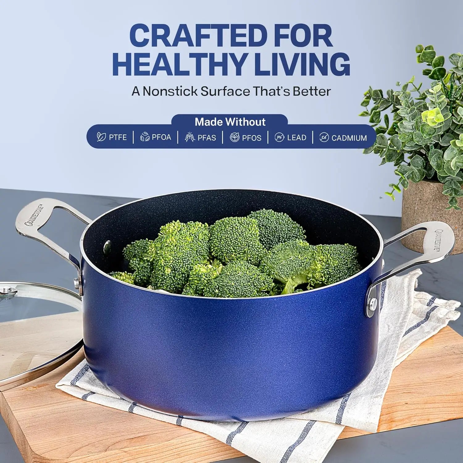 True 20 Pc Pots and Pans Set Non Stick, Non Toxic PFOA PFOS Free, Oven Safe