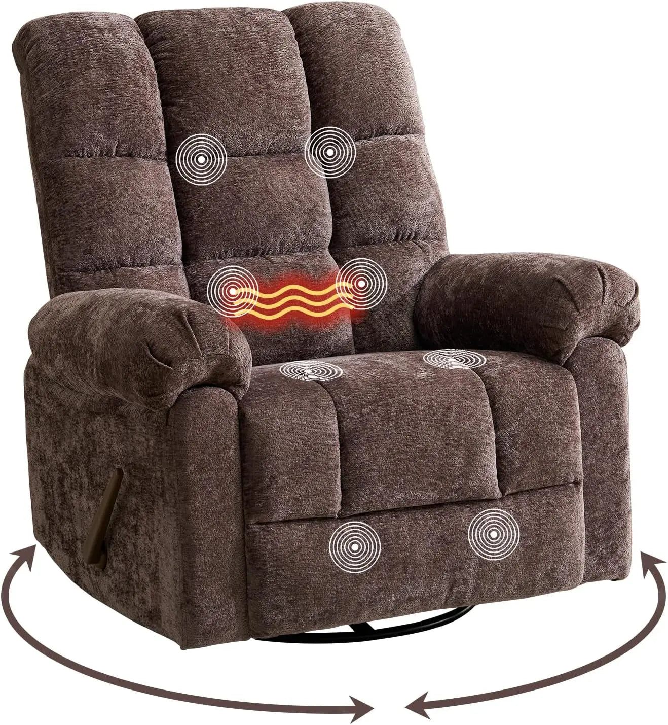 Swivel Rocker Recliner Chair with Heat and Massage