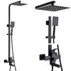 Luxury Bathroom Shower Faucet Wall Mounted Swivel Spout Shower Set Square Rainfall Water Tap Mixer System Hot Cold Taps