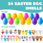 24 Pcs Easter Eggs Prefilled with Cartoon Animal Puppets Easter Hunt Basket Stuffers