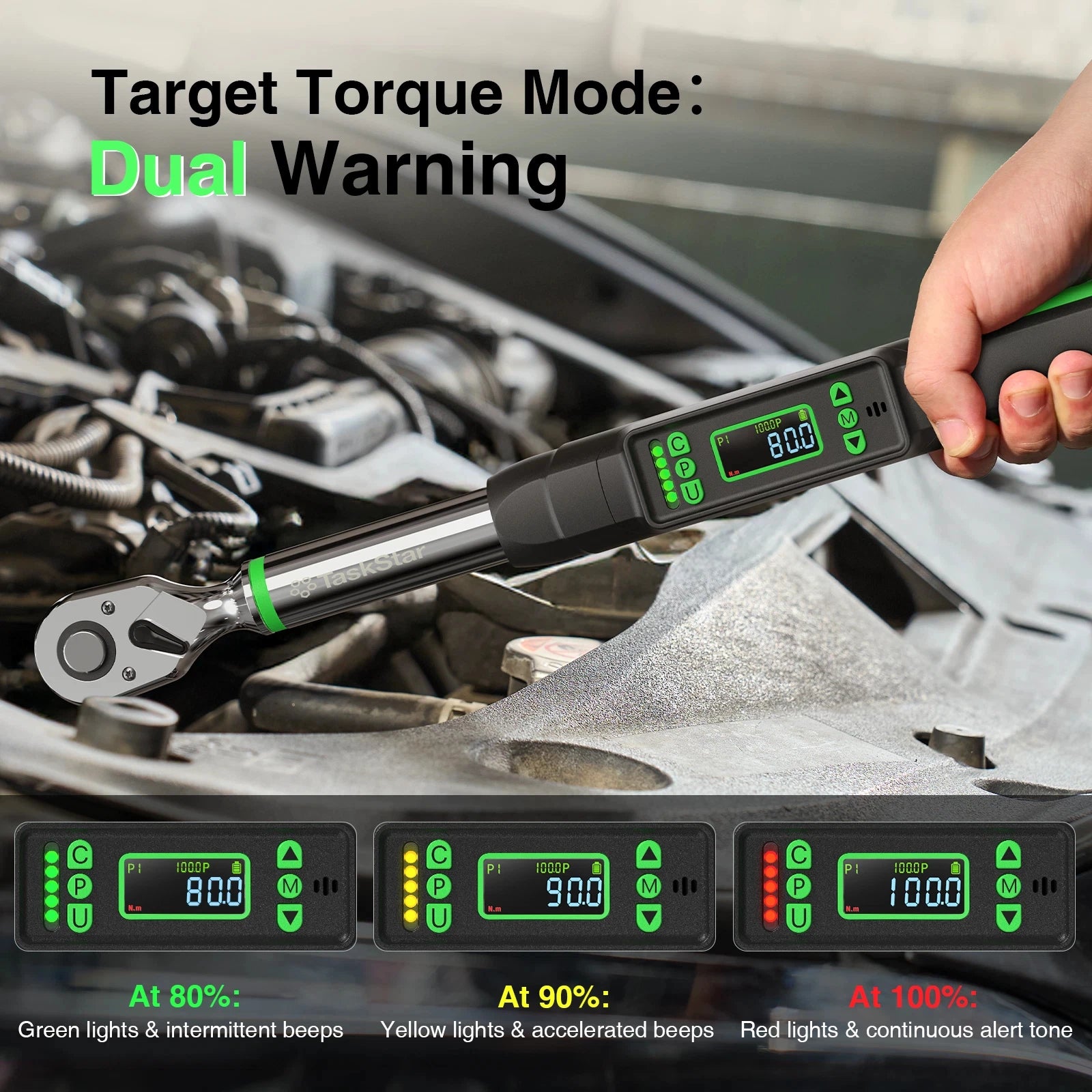 3/8'' Digital Torque Wrench w/1/4 1/2-inch Adapter Bidirectional Electronic Torque Wrench