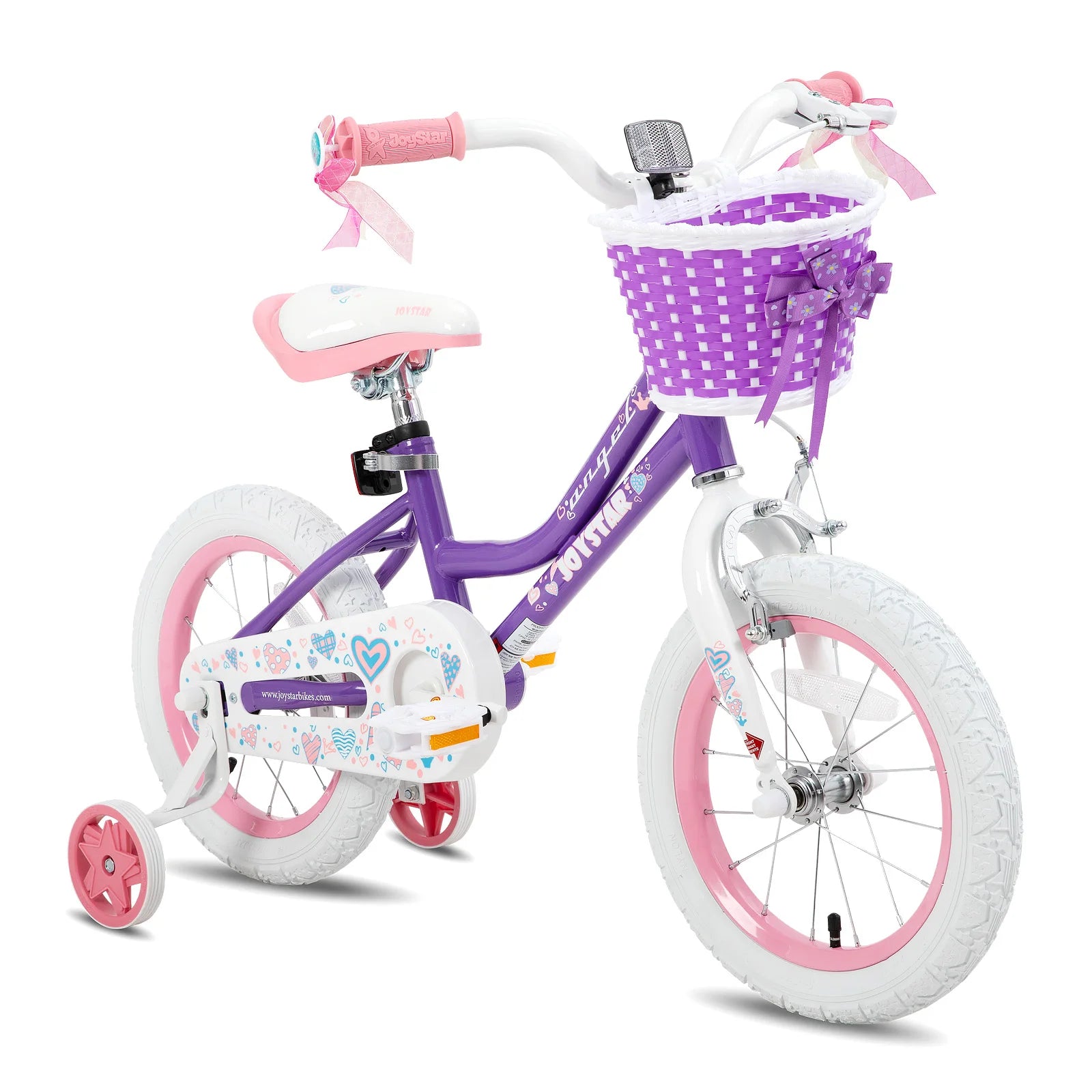 Colorful Girls Bike with Basket & Training Wheels 12 14 16 18 Inch Kids Bike Foot Brake
