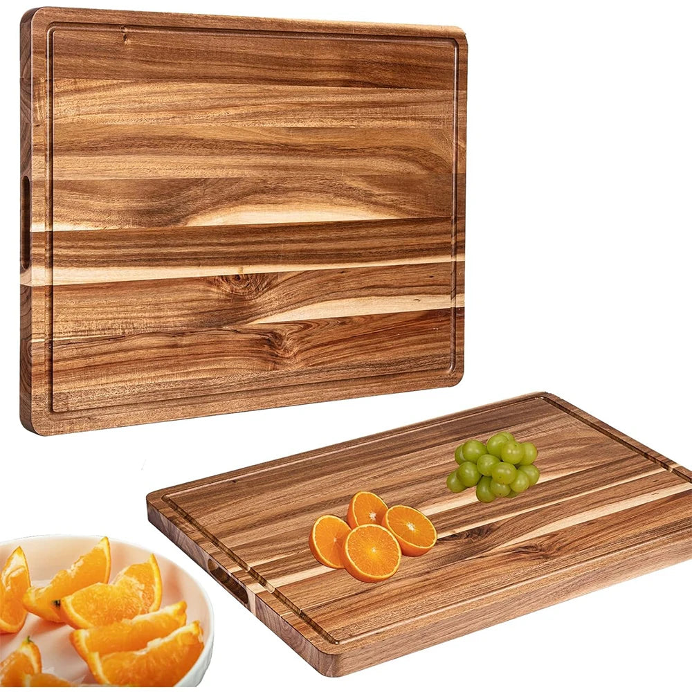 Extra Large Wood Cutting Board with Juice Groove and Handle