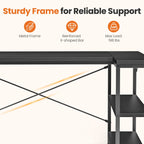 L Shaped Desk 47 Inch Computer Desk with Reversible Storage Shelves