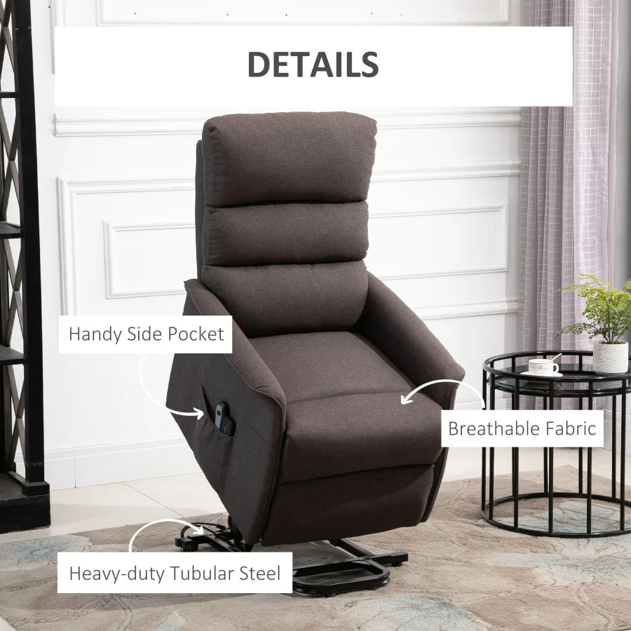 Electric Power Lift Recliner Chair for Elderly, Side Pockets for storage