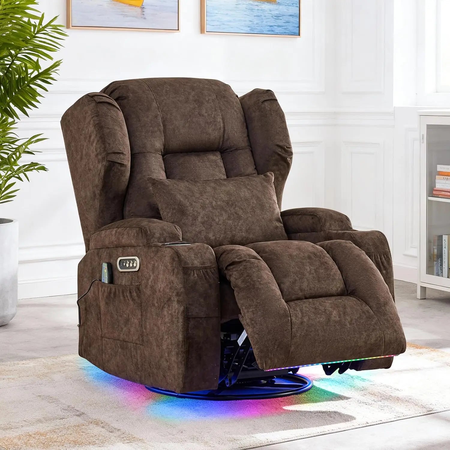 Dual Motor Power Swivel Rocker Recliner Chair with Massage & Heat