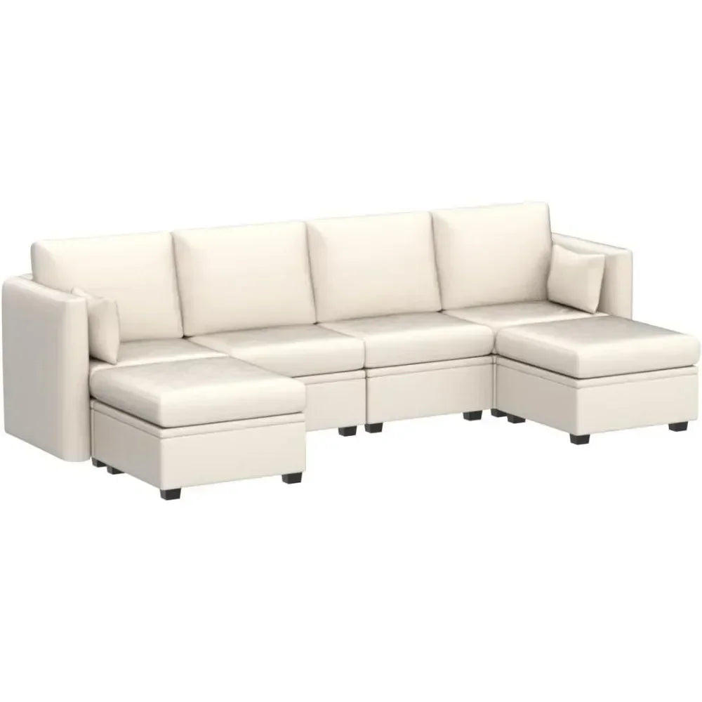 "modular sectional sofa with storage, u-shaped couch