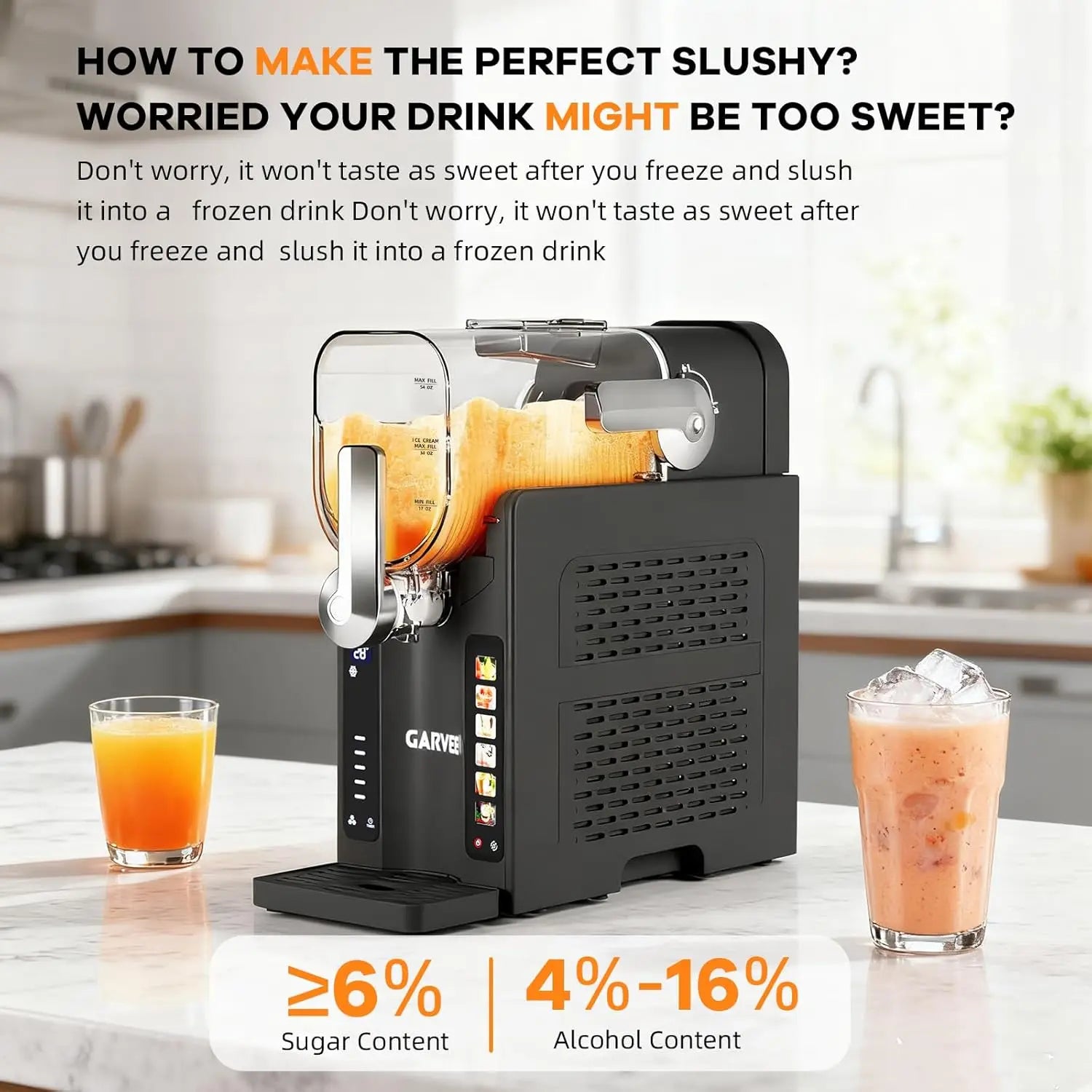 Slushie Machine for Home No Ice Needed, with LED Display & 6 Pre-Set Programs