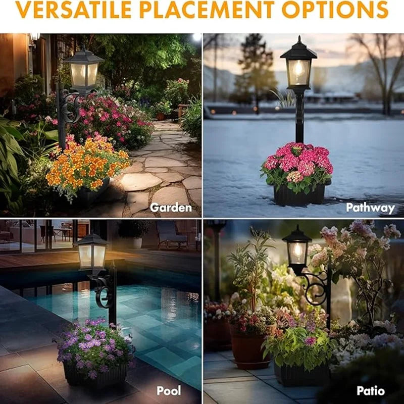 2-Pack Outdoor Solar Light Posts—Solar Street Lights with Planters, Wall-Mounted/Freestanding Planter Lights, Suitable for Gardens, Yards, Pathways, and Porches