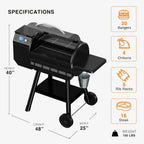 LCD Control Wood Pellet Smoker Grill, 456 SQ. IN Cook Area, Pellet Grill with Auto Feed