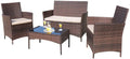 4 Pieces Outdoor Patio Rattan Chair Wicker Set