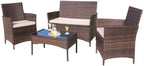 4 Pieces Outdoor Patio Rattan Chair Wicker Set