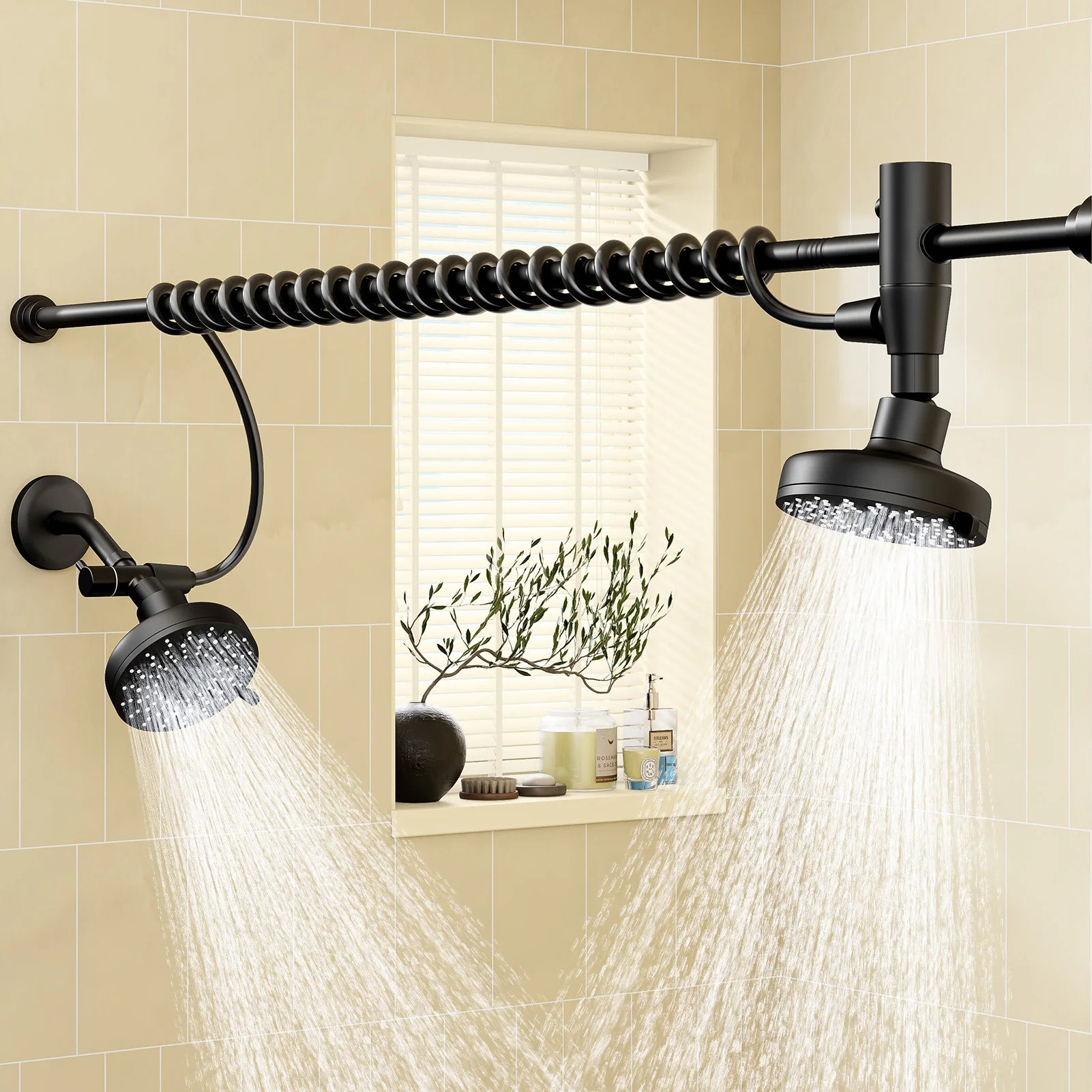 Dual Shower Head with Original Adjustable Slider, High Pressure Double Shower Head for Two