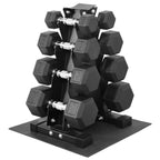 Dumbbell Set with Storage Rack, Rubber Coated Hex Hand Weights, Anti-Slip Grip Home Gym Equipment for Strength Training