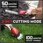 2-in-1 20V Pole Mini Hedge Trimmer & Grass Shear, 13ft Reach