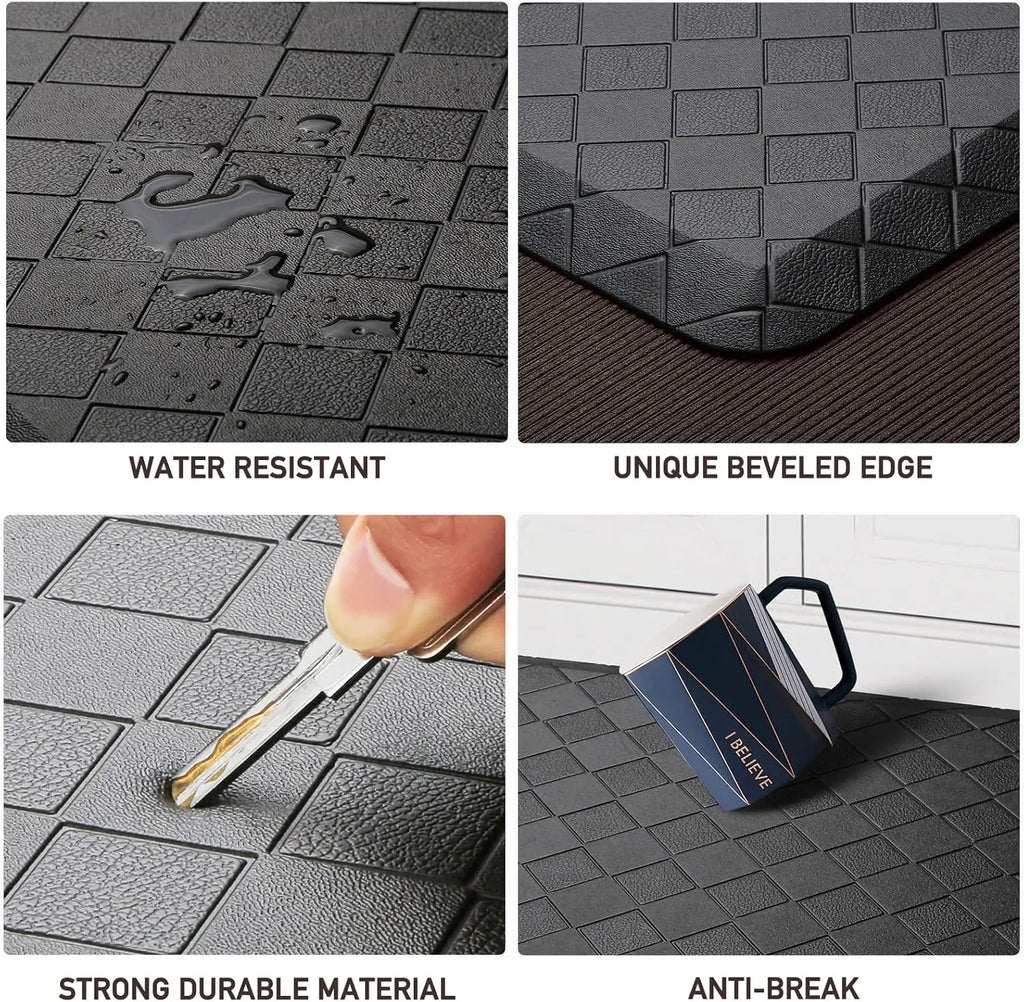 Cushioned Anti-Fatigue Floor Mat, 17.3"x28", Thick Waterproof Non-Slip Rug for Kitchen, Office, Laundry