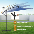 10FT Outdoor Patio Umbrella Hanging Cantilever with Easy Tilt Adjustment UV Protection 8 Sturdy Ribs