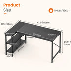 L Shaped Desk 47 Inch Computer Desk with Reversible Storage Shelves
