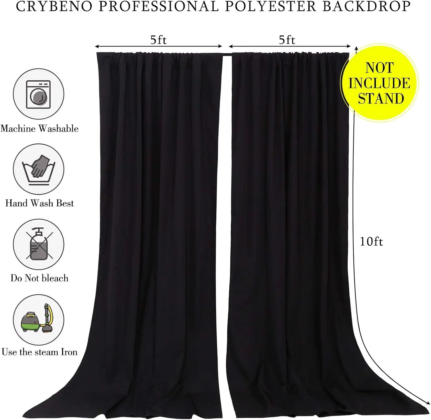 30ft x 10ft Black Backdrop Curtains