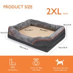 L XL 2XL 3XL Dog Bed, Super Soft Orthopedic Foam Pet Bed with Cotton-padded Bolster and Removable Cover