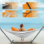 Hammock with Adjustable Stand- Stylish Storage Bag, 600lb Capacity