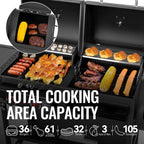 2-Burner Gas and Charcoal Combo Grill with Offset Smoker & Side Burner, 34,000 BTU Dual Fuel Grill, 1020 Sq. In.