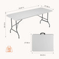 4/6/8 FT Portable Folding Outdoor Indoor Heavy Duty Table with Carrying Handle Safety Lock For Camping Picnic Dining