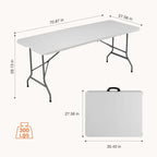 4/6/8 FT Portable Folding Outdoor Indoor Heavy Duty Table with Carrying Handle Safety Lock For Camping Picnic Dining