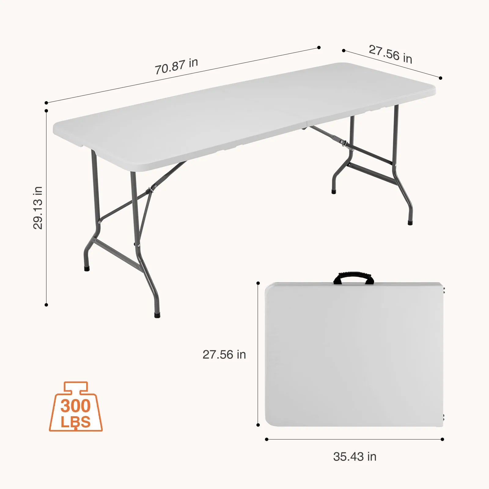 4/6/8 FT Portable Folding Outdoor Indoor Heavy Duty Table with Carrying Handle Safety Lock For Camping Picnic Dining