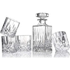 5-Piece Crystal Whiskey Decanter Set with 4 Glasses