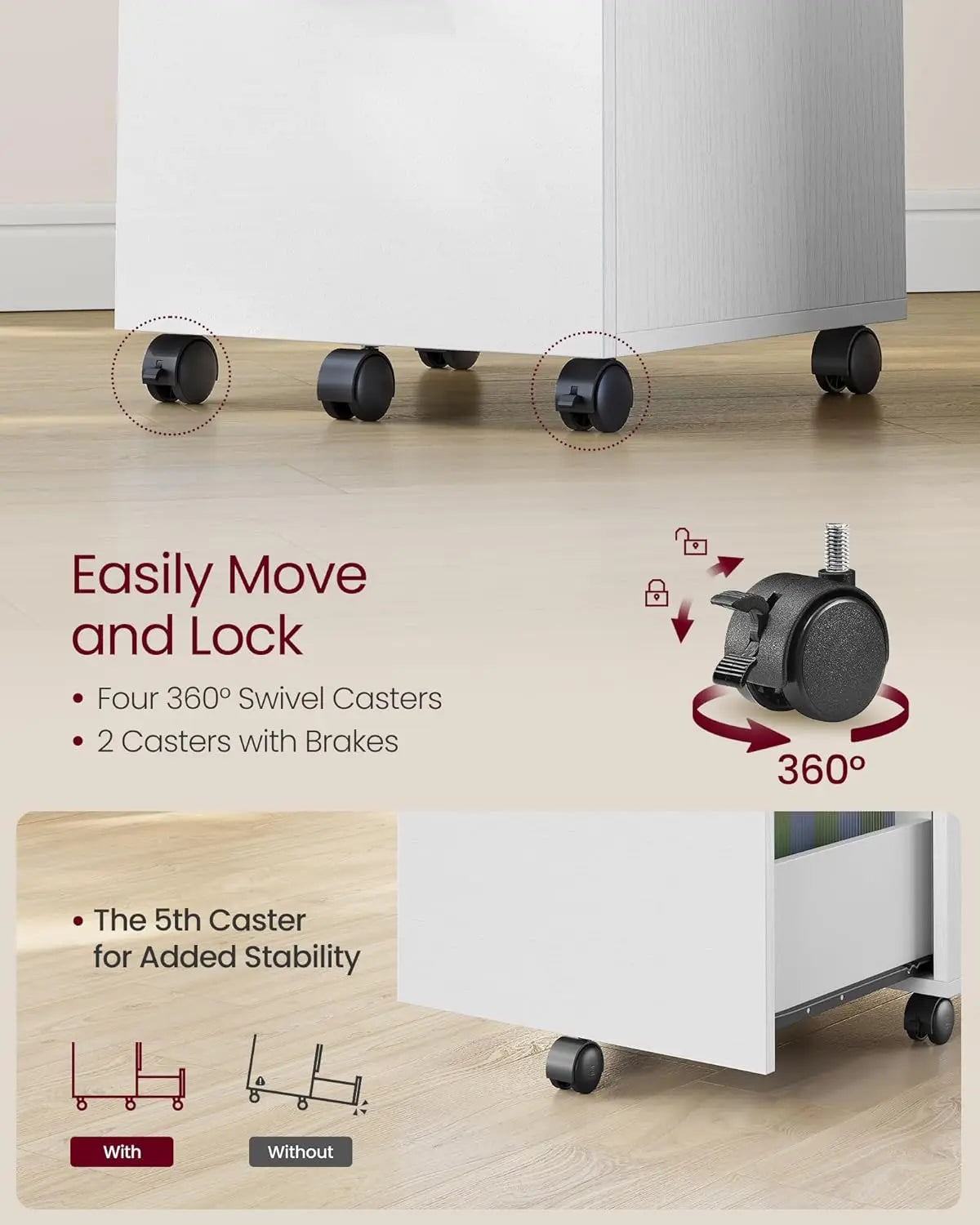 2-Drawer File Cabinet for Home Office, Printer Stand