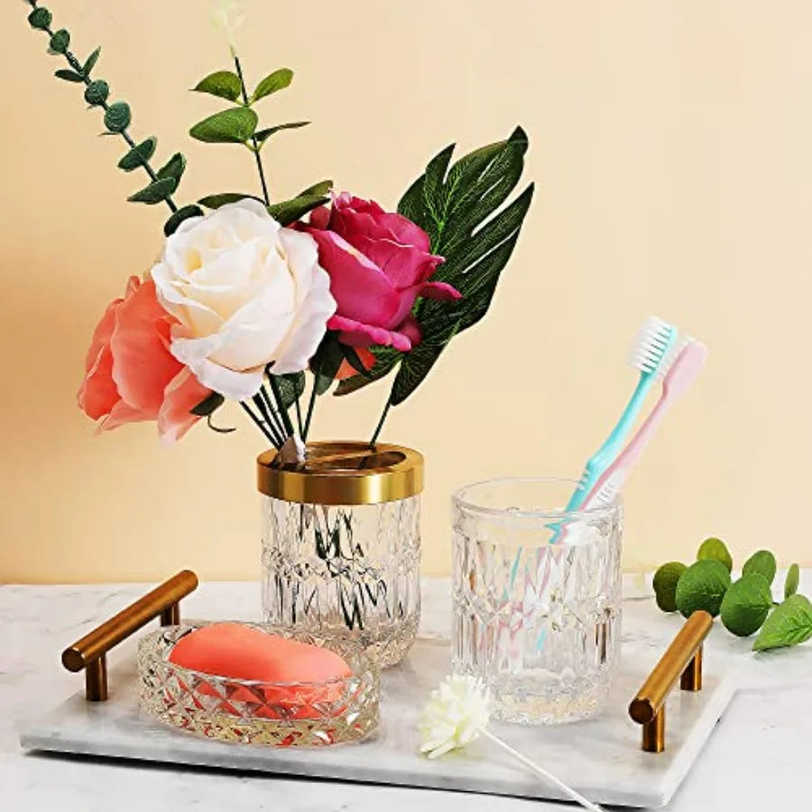 5Pcs Glass Bathroom Accessories Complete Set