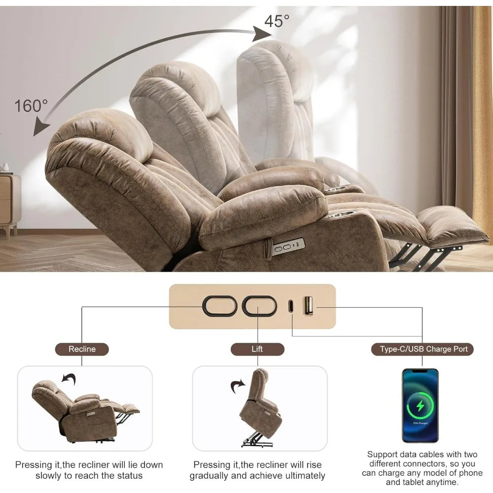 Oversized Power Lift Recliner Chair with Massage and Heat