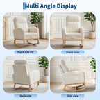 Corduroy Nursery Rocking Chair, Tufted Glider Rocker with Adjustable Footrest & Side Pocket