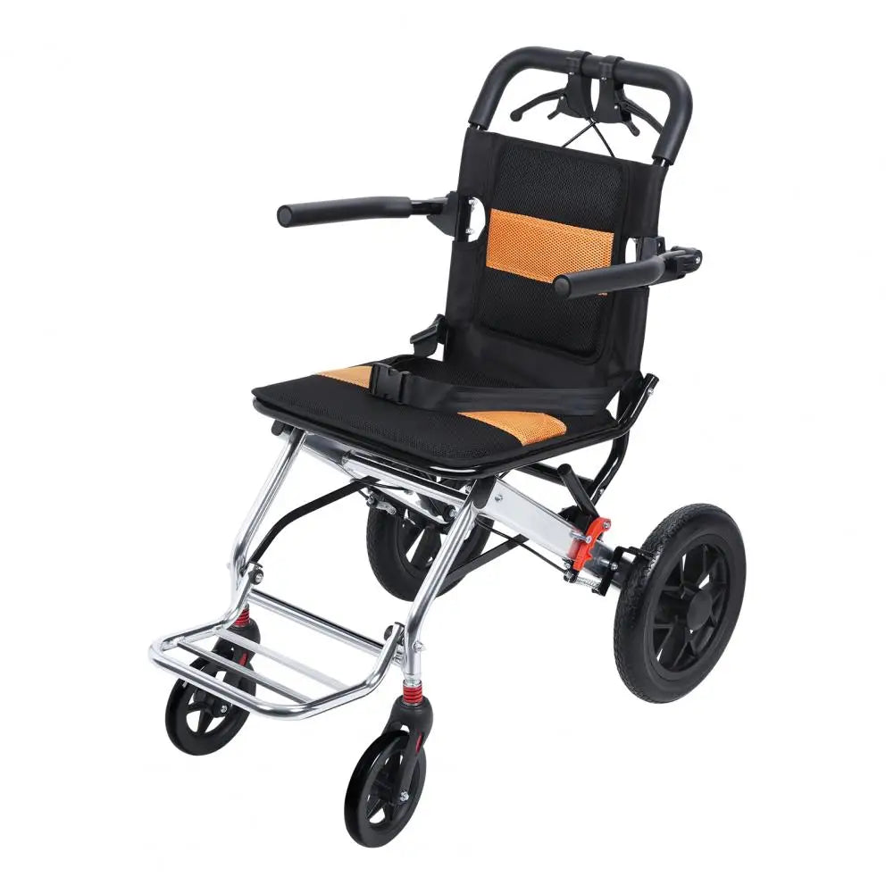 Lightweight Foldable Transport Wheelchair, 15.75-inch Transport Chair With Handbrake