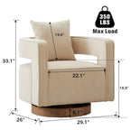 Upholstered Swivel Accent Chair Set of 2 Linen Open Back Barrel Chair with Pillow