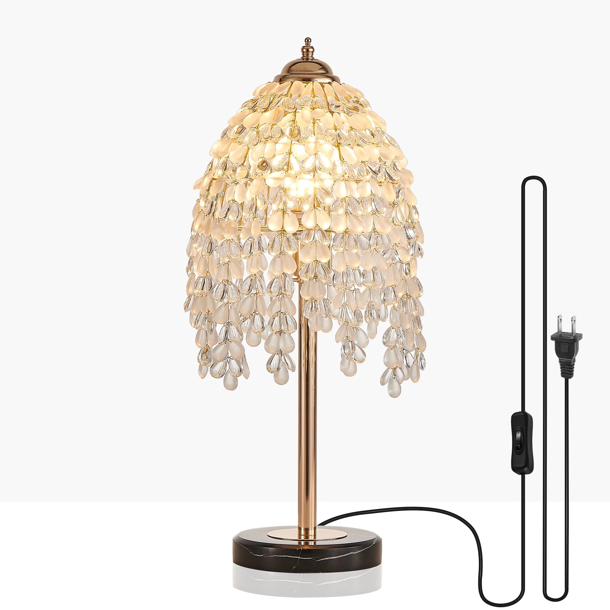 Elegant Crystal Table Lamp Vintage Waterfall Design