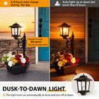 2-Pack Outdoor Solar Light Posts—Solar Street Lights with Planters, Wall-Mounted/Freestanding Planter Lights, Suitable for Gardens, Yards, Pathways, and Porches