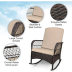 3 pcs Rocking Bistro Set for Porch Lawn Garden Backyard Deck