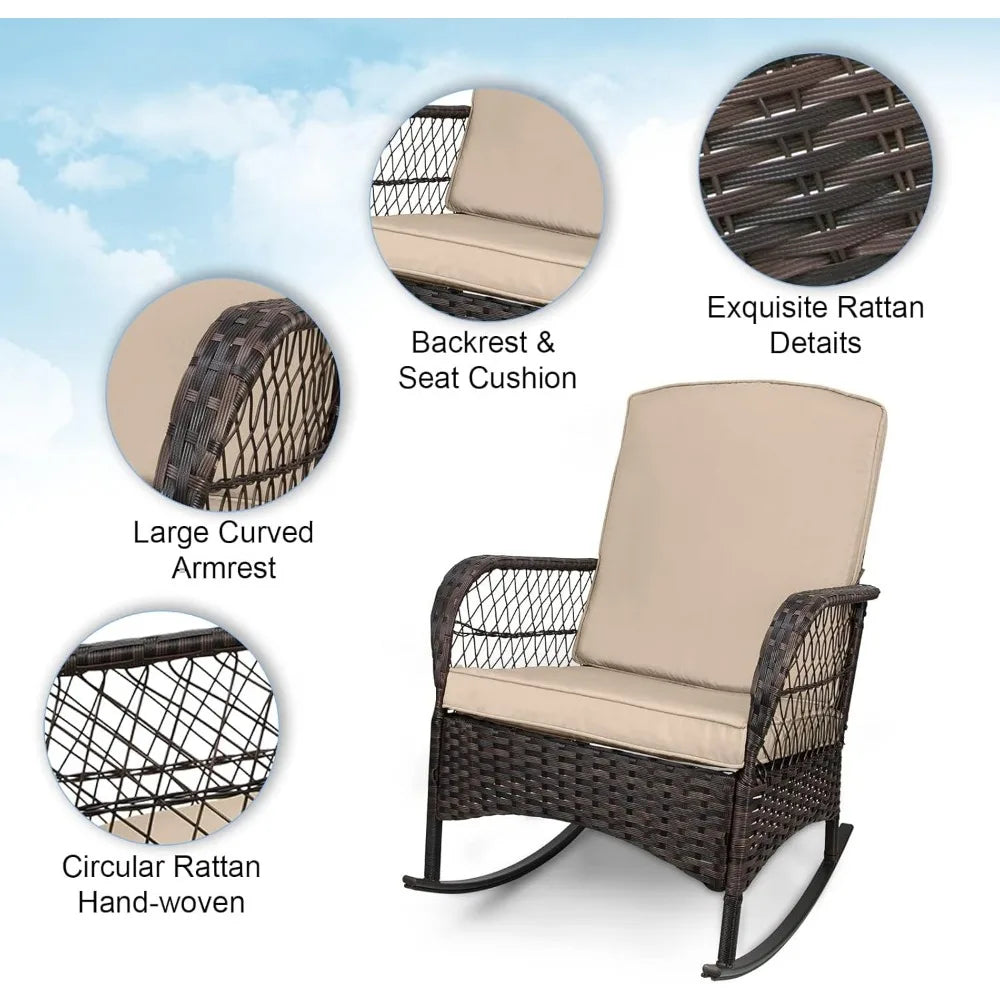 3 pcs Rocking Bistro Set for Porch Lawn Garden Backyard Deck