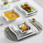 26-PIECE Nordic European Marble Gray Porcelain Tableware Set with 6PCS Bowl Dinner Plate Dessert Soup Plate