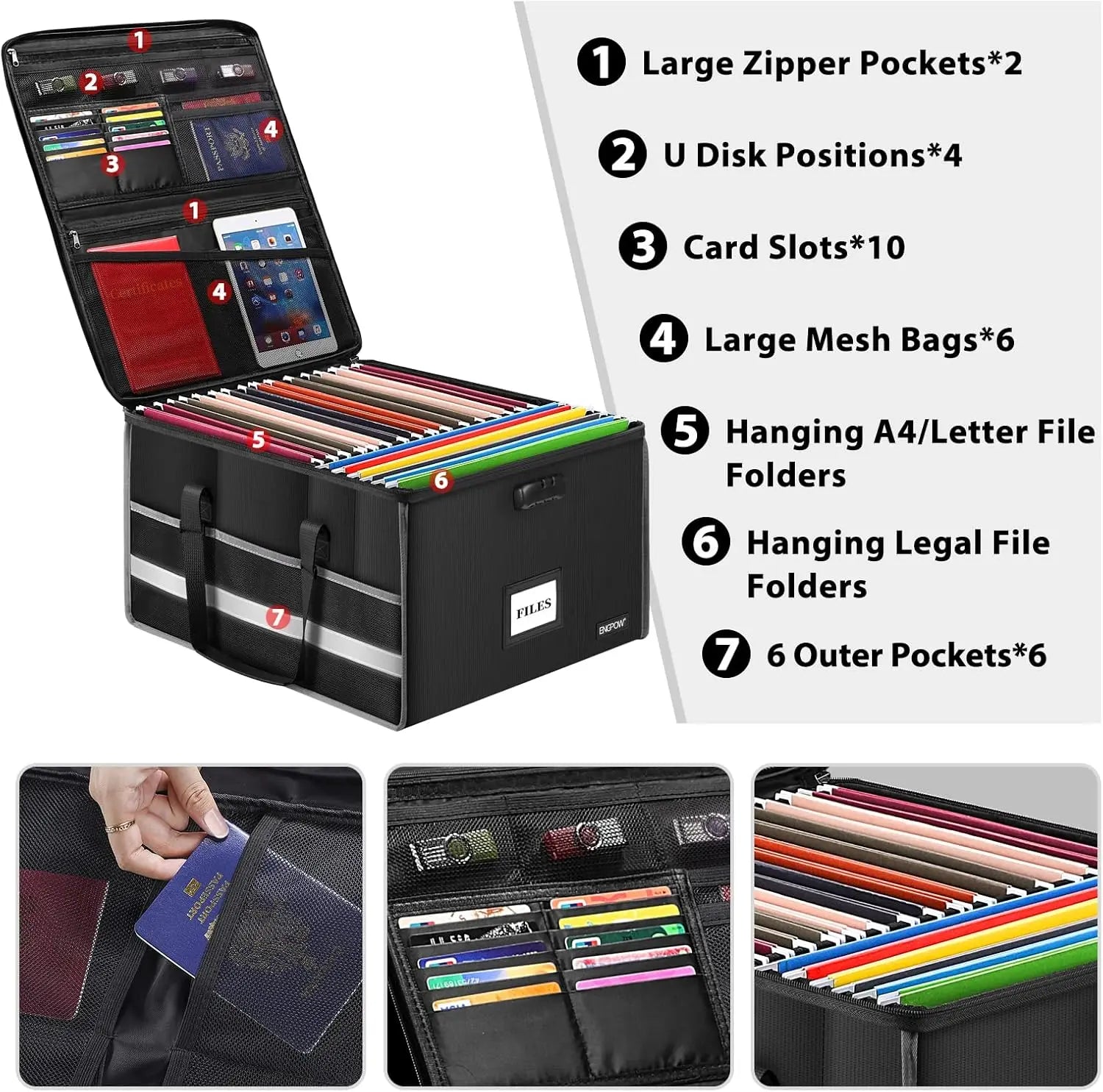 Fireproof Document Box with Lock, Water-Resistant Storage