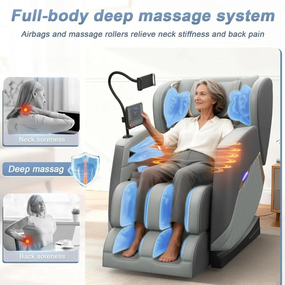 Full Body Massage Chair Zero Gravity 16 Rollers Auto Program Foot Calf Heat Recliner Touch Screen Bluetooth