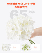 Artificial Flowers Real Looking White Silk Fake Hydrangea