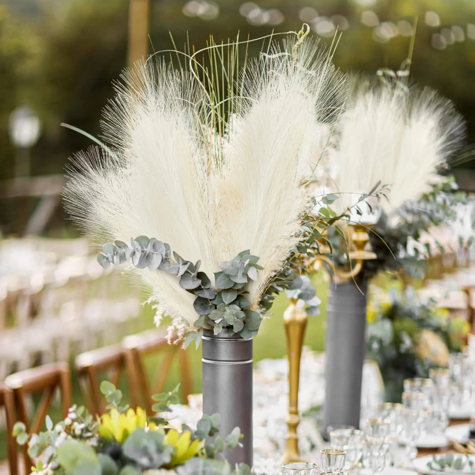 10/30 Pcs Artificial Pampas Grass Fluffy Reed Bouquet  Wedding Decoration Table Flower Arrangement