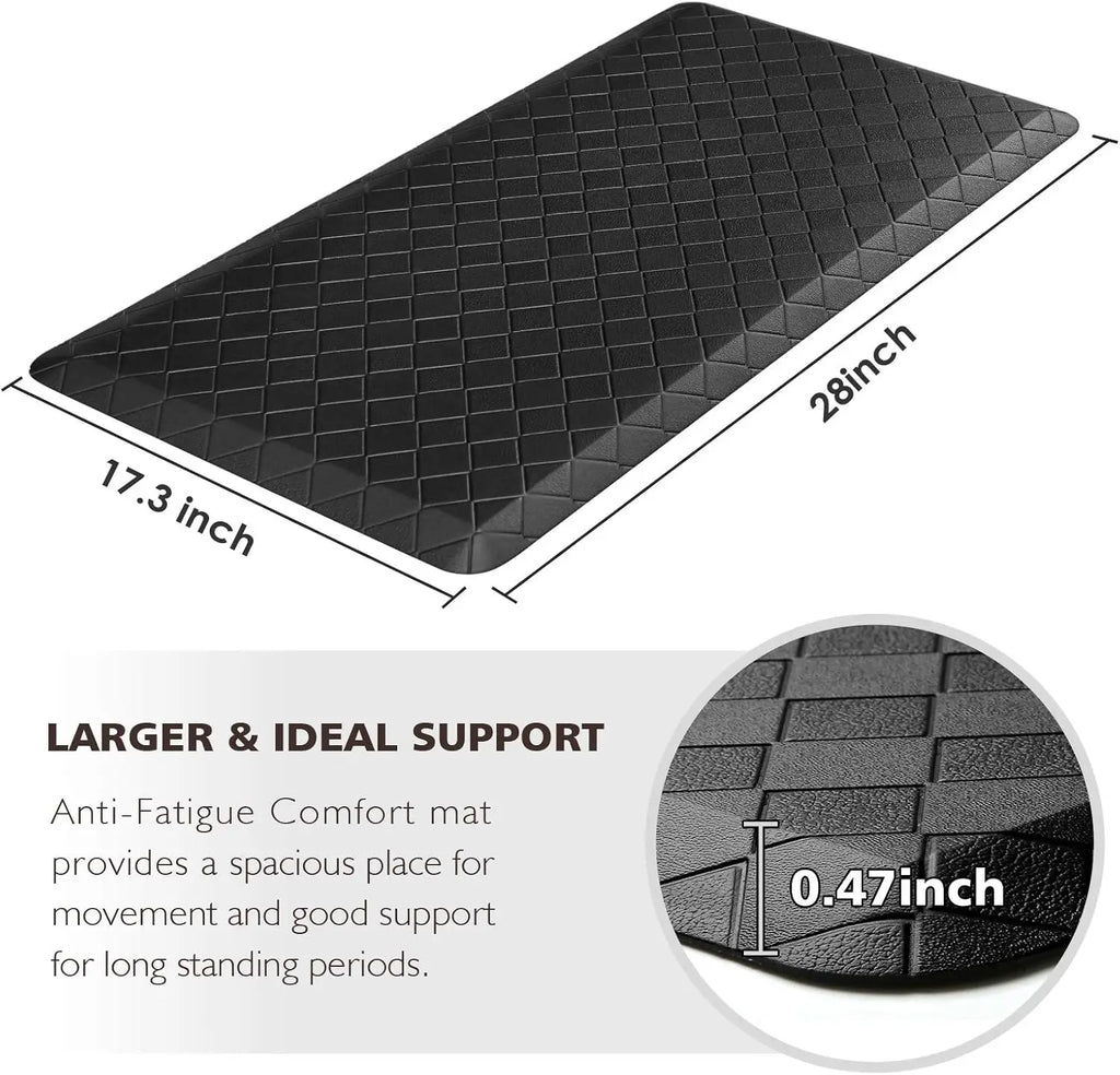 Cushioned Anti-Fatigue Floor Mat, 17.3"x28", Thick Waterproof Non-Slip Rug for Kitchen, Office, Laundry