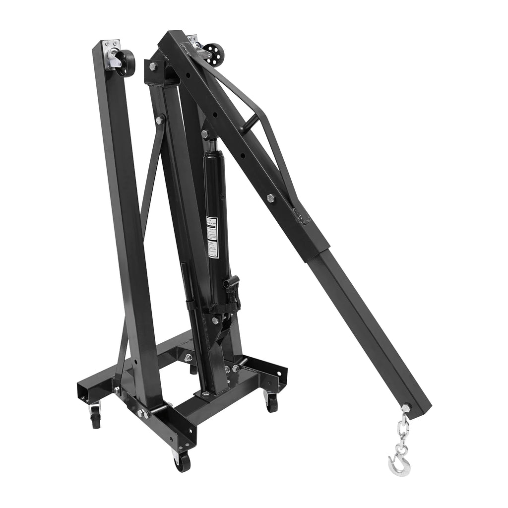 Engine Hoist 2T Folding Hydraulic Engine Motor Hoist Cherry Picker Shop Cranes Lift Black Shop Crane 4000 lb Heavy-Duty